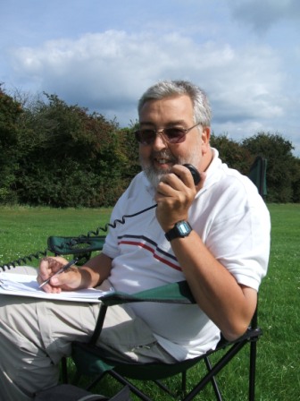 Paul on his portable radio