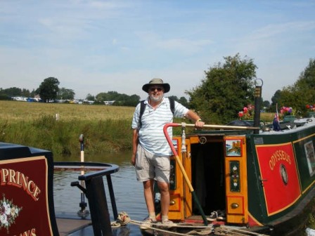 Paul on Narrowboat Odyssseus, Cropredy Festival 2007